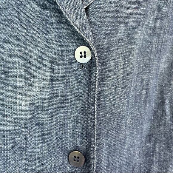 PETITE SOPHISTICATE Dress Women Maxi Blue Chambray Linen Sleeveless Button Front - Picture 5 of 10